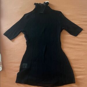 SER.O.YA Black Ribbed Sheer Turtleneck